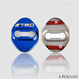 TRD Blue Stainless Steel Door Lock Door Striker Cover Set