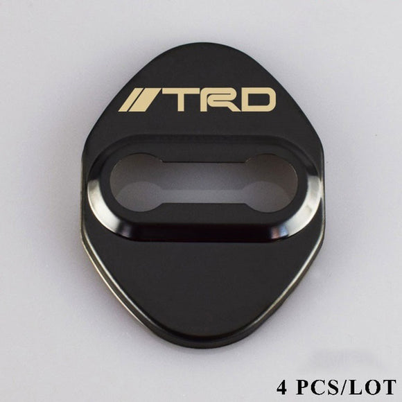 TRD Black Stainless Steel Door Lock Door Striker Cover Set
