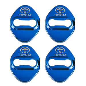 TOYOTA Blue Stainless Steel Door Lock Door Striker Cover Set - 4 pcs