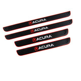 Acura Set Car Door Scuff Sill Rubber Cover Panel Step 4PCS Red Border Protector with Seat Belt Covers
