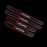 Acura Set 4PCS Car Door Rubber Scuff Sill Panel Step Protector with Wheel Tire Valves Dust Stem Air Caps Keychain