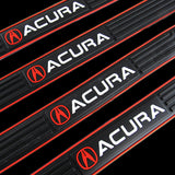 Acura Set 4PCS Car Door Rubber Scuff Sill Panel Step Protector with Wheel Tire Valves Dust Stem Air Caps Keychain