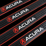 Acura Set 4PCS Rubber Car Door Scuff Sill Panel Step Protector with Tire Wheel Valves Dust Stem Air Caps Keychain