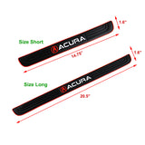 Acura Set Car Door Scuff Sill Rubber Cover Panel Step 4PCS Red Border Protector with Stainless Emblems