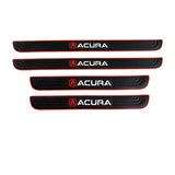 Acura Set 4PCS Car Door Rubber Scuff Sill Panel Step Protector with Wheel Tire Valves Dust Stem Air Caps Keychain