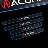 4PCS For Acura Blue Border Rubber Car Door Scuff Sill Cover Panel Step Protector