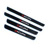 Acura Set Car Door Scuff Sill Rubber Cover Panel Step 4PCS Blue Border Protector with Stainless Emblems