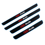 Audi Set Car Door 4PCS Rubber Scuff Sill Panel Step Protector with Keychain Wheel Tire Valves Dust Stem Air Caps