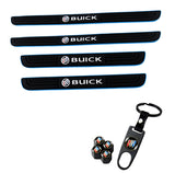 BUICK Set Car Door 4PCS Rubber Scuff Sill Panel Step Protector with Keychain Wheel Tire Valves Dust Stem Air Caps