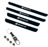 BUICK Set Car Door 4PCS Rubber Scuff Sill Panel Step Protector with Wheel Tire Valves Dust Stem Air Caps Keychain