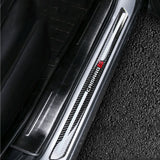 For CAMARO SS Carbon Fiber Car Door Welcome Plate Sill Scuff Cover Panel Sticker with LED Grill Emblem 3PCS Set