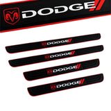 DODGE Set 4PCS Car Door Rubber Scuff Sill Panel Step Protector with Wheel Tire Valves Dust Stem Air Caps Keychain