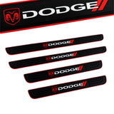 DODGE Set 4PCS Car Door Rubber Scuff Sill Panel Step Protector with Keychain Wheel Tire Valves Dust Stem Air Caps