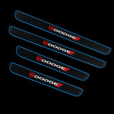 For DODGE 4PCS Blue Border Rubber Car Door Scuff Sill Cover Panel Step Protector
