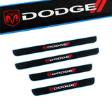 DODGE Set Car Door Rubber Scuff Sill Panel 4PCS Step Protector with Tire Wheel Valves Dust Stem Air Caps Keychain