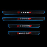 DODGE Set Car Door Rubber Scuff Sill Panel 4PCS Step Protector with Wheel Tire Valves Dust Stem Air Caps Keychain