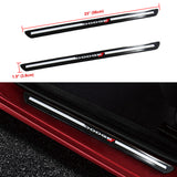 For Dodge Carbon Fiber Car Door Welcome Plate Sill Scuff Cover Decal Sticker 4pc Set with LED Coaster
