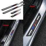 For Ford Carbon Fiber Car Door Welcome Plate Sill Scuff Cover Panel Sticker 4PCS Set