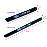 Ford Racing Set Car Door Rubber Scuff Sill Panel 4PCS Step Protector with Tire Wheel Valves Dust Stem Air Caps Keychain