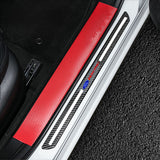 Ford Racing Set Carbon Car Door Scuff Sill Panel 2PCS Step Protector with Keychain Wheel Tire Valves Dust Stem Air Caps