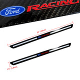 For Ford Carbon Fiber Car Door Welcome Plate Sill Scuff Cover Panel Sticker 4PCS Set with LED Coaster