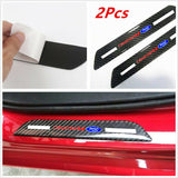 For Ford Carbon Fiber Car Door Welcome Plate Sill Scuff Cover Panel Sticker 4PCS Set with LED Coaster
