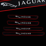 For Jaguar 4PCS Set Red Trimmed Car Door Scuff Sill Cover Panel Step Protector Black Rubber