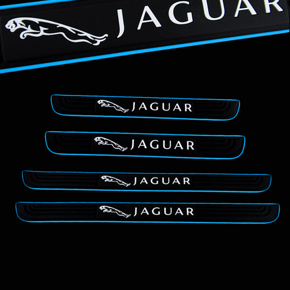 For Jaguar 4PCS Set Car Door Scuff Sill Cover Panel Step Protector Black Rubber