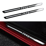 Jeep Carbon Car Door Welcome Plate Sill Scuff Cover Decal Sticker 4PCS Set with LED Coaster