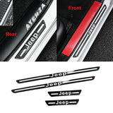 Jeep Carbon Car Door Welcome Plate Sill Scuff Cover Decal Sticker 4PCS Set with LED Coaster