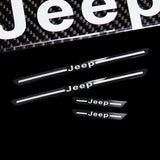 Jeep Carbon Car Door Welcome Plate Sill Scuff Cover Decal Sticker 4PCS Set with LED Coaster