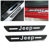 For JEEP Carbon Fiber Car Door Welcome Plate Sill Scuff Cover Panel Sticker 4pc Set