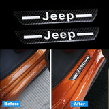 Jeep Carbon Car Door Welcome Plate Sill Scuff Cover Decal Sticker 4PCS Set with LED Coaster