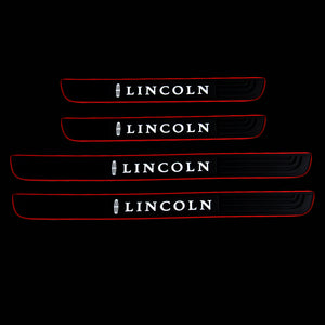 For Lincoln 4 pcs Set Red Border Rubber Car Door Scuff Sill Cover Panel Step Protector