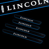 For Lincoln 4 pcs Set Blue Border Rubber Car Door Scuff Sill Cover Panel Step Protector