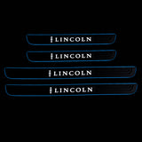 For Lincoln 4 pcs Set Blue Border Rubber Car Door Scuff Sill Cover Panel Step Protector