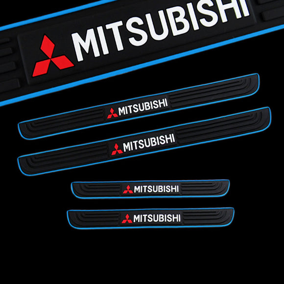 For Mitsubishi Blue/Black Rubber Car Door Scuff Sill Cover Panel Step Protector