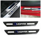 For MOPAR Carbon Fiber Car Door Welcome Plate Sill Scuff Cover Decal Sticker 4pc Set