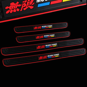 JDM MUGEN Red Border Rubber Car Door Scuff Sill Cover Panel Step Protector 4pcs