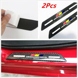JDM Mugen Carbon Fiber Car Rear Door Welcome Plate Sill Scuff Cover Decal Sticker 2 pcs Set