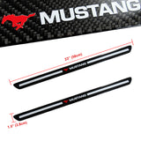 For Mustang Carbon Fiber Car Front Door Welcome Plate Sill Scuff Cover Decal Sticker 2pc Set