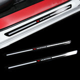Mustang Carbon Fiber Car Door Welcome Plate Sill Scuff Cover Panel Sticker 4PC Set with LED Coaster