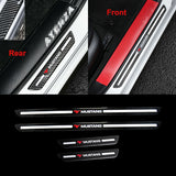 For Mustang Carbon Fiber Car Door Welcome Plate Sill Scuff Cover Decal Sticker 4pc Set