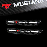 Mustang Carbon Fiber Car Door Welcome Plate Sill Scuff Cover Panel Sticker 4PC Set with LED Coaster