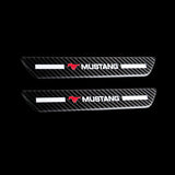 For Mustang Carbon Fiber Car Door Welcome Plate Sill Scuff Cover Decal Sticker 4pc Set