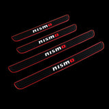 For JDM Nismo Red Trimmed Rubber Car Door Scuff Sill Cover Panel Step Protector 4PCS Set