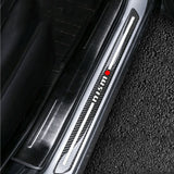 Nissan Nismo Carbon Fiber Car Door Welcome Plate Sill Scuff Cover Panel Sticker 4PC Set with LED Coaster