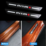 Nissan Nismo Carbon Fiber Car Door Welcome Plate Sill Scuff Cover Panel Sticker 4PC Set with LED Coaster