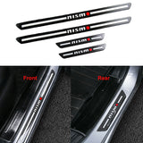 Nissan Nismo Carbon Fiber Car Door Welcome Plate Sill Scuff Cover Panel Sticker 4PC Set with LED Coaster