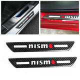Nissan Nismo Carbon Fiber Car Door Welcome Plate Sill Scuff Cover Panel Sticker 4PC Set with LED Coaster